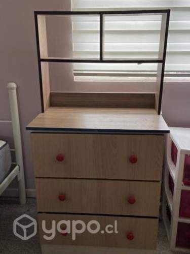 Cómoda 3 cajones con repisas