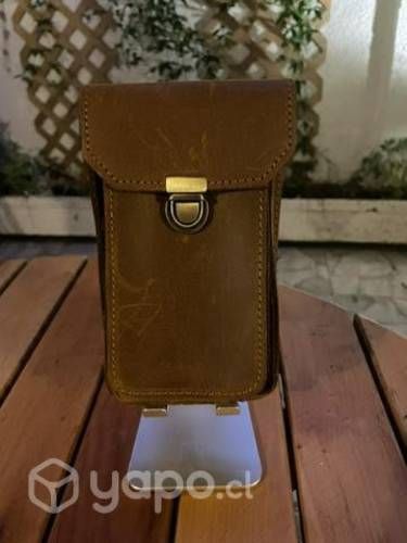 Estuché cuero natural color café