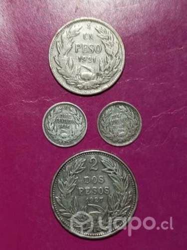 Monedas antiguas chilenas de Plata