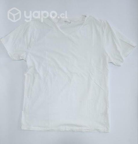 Camiseta Blanca Cuello en V Talla M