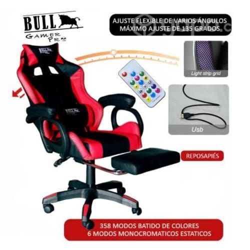 Silla Gamer de escritorio, luz RGB - ergonómica