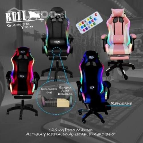 Silla Gamer de escritorio, luz RGB - ergonómica