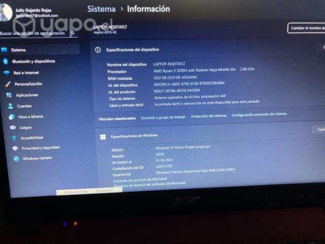 Notebook ACER ASPIRE A315-42