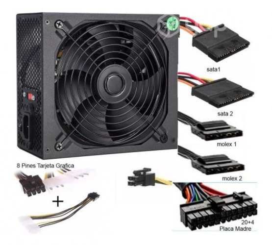 Fuente De Poder Atx 650w + Adaptador 8 Pines Tarje
