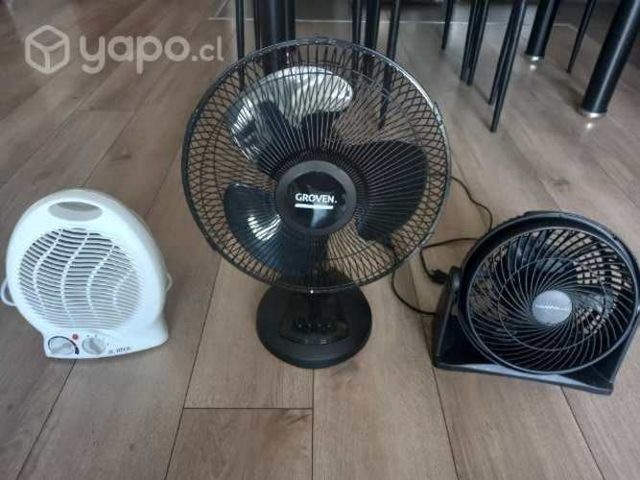 2 ventiladores y un termoventiladores 3x1
