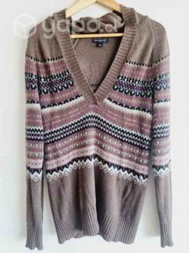 Chaleco BANANA REPUBLIC café,estampado gorro. S,M