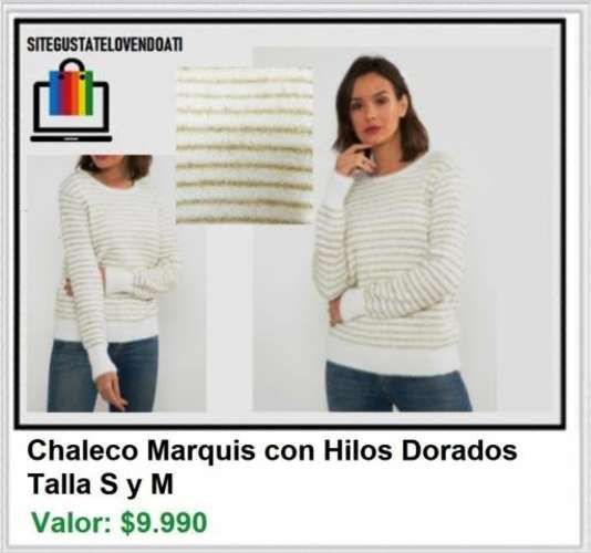 Chaleco Marquis Blanco con Hilos Dorados Talla S M