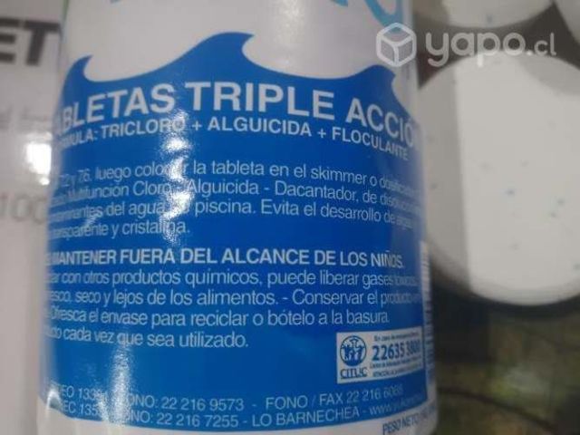 Cloro triple acción para piscina