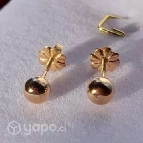 Aros de oro 18k pelotitas o bolitas número 2