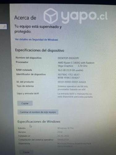 Pc Ryzen 5 3400g 16 gb ram