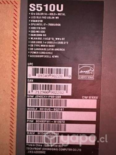 Notebook Asus ao 2022 8 GB de Ram procesador In