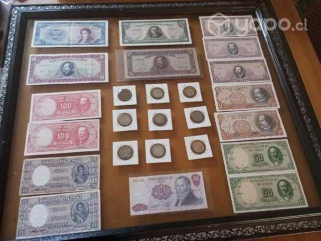 Lote de Billetes antiguos Chilenos y Monedas