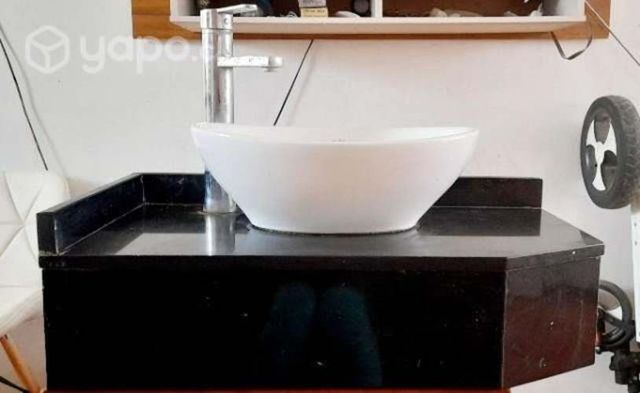 Lavamanos sobre puesto+griferia +mesón granito