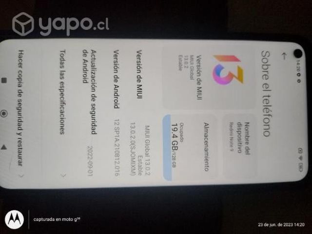 Teléfono Redmi note 9