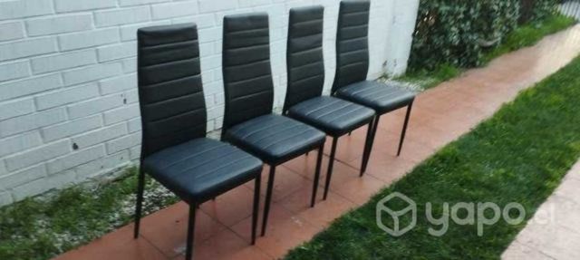 4 Sillas Ecocuero Negras nuevas