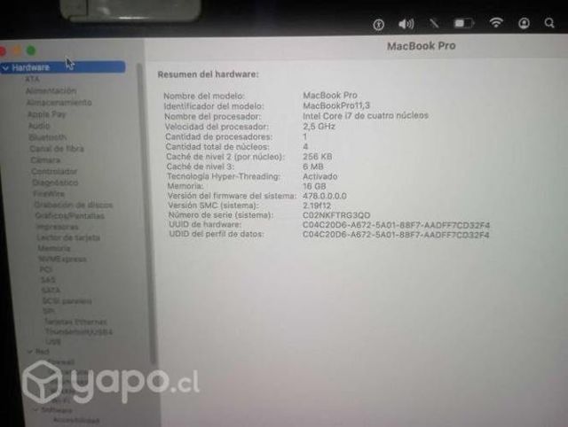 Macbook Pro 15&quot; retina año 2014