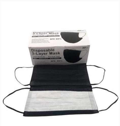 Mascarilla 3ply Negra Blanco