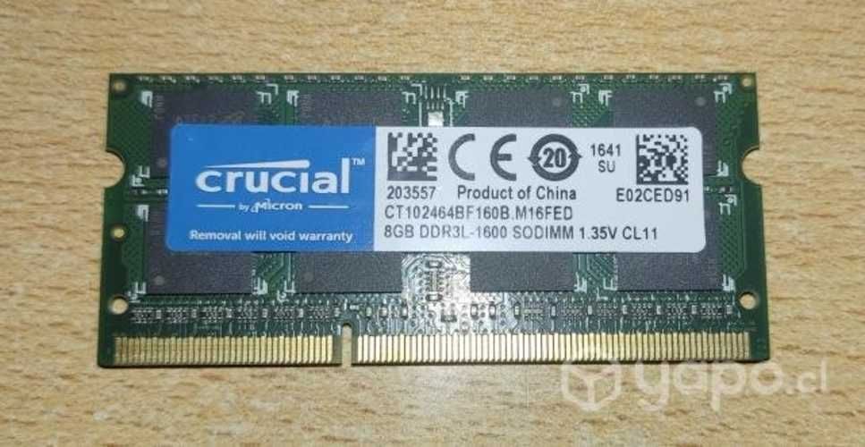 Crucial 8GB DDR3 y Kingston 8GB DDR3