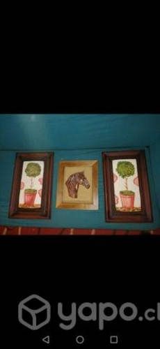 Tres cuadros exelentes hermosos marcó madera ence