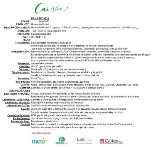 Mascarillas de tela Protección Cobre