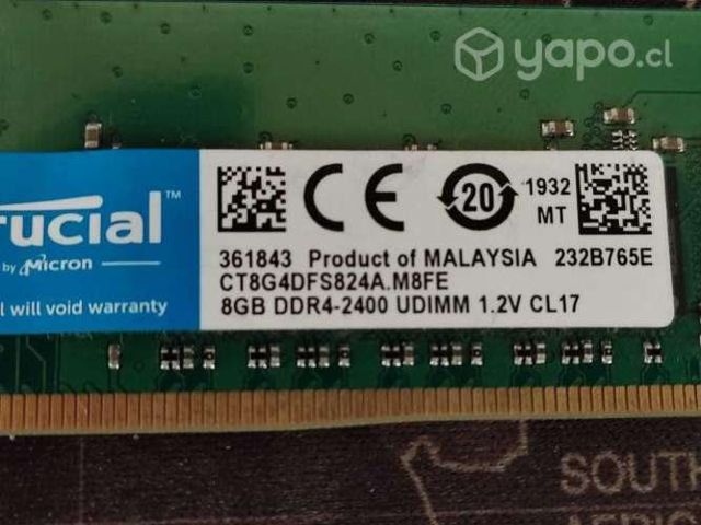 Memoria ram 8 gm y 2400 mhz