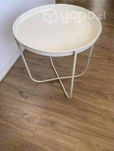 Mesa auxiliar metálica blanca redonda