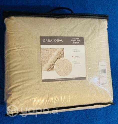 Frazada beige 2 plazas casa ideal NUEVA