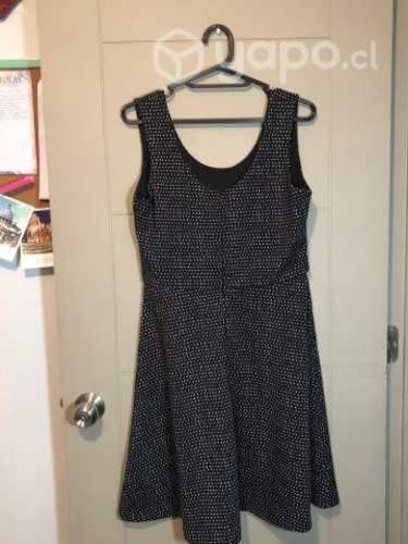Vestido negro con pintas blancas - talla M, mujer