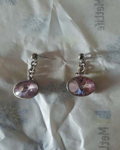 Aros Colgantes Piedra Rosa Usados