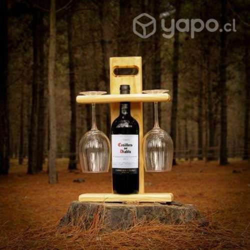 Porta botella, vino y copas