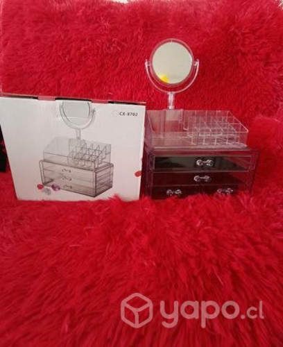 Organizador de maquillaje con espejo