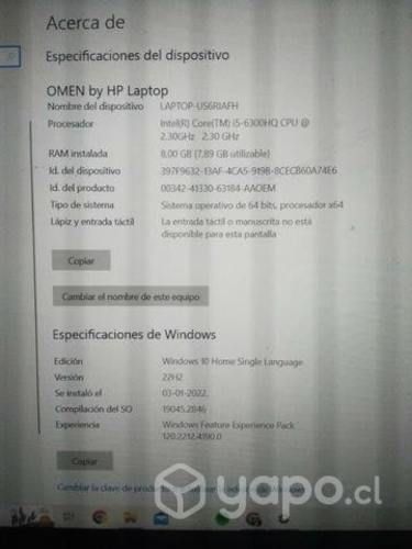 Hp Omen i5 6ta gen 8gb ram Expandible