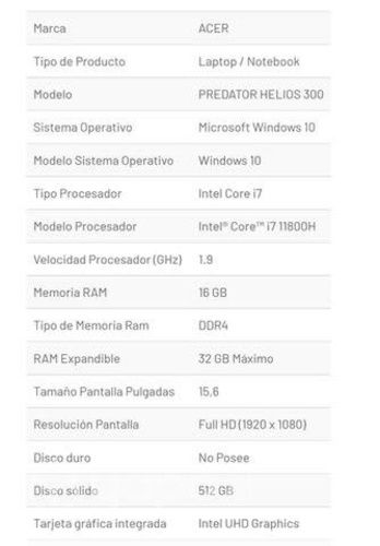 Notebook PREDATHOR HELIOS 300