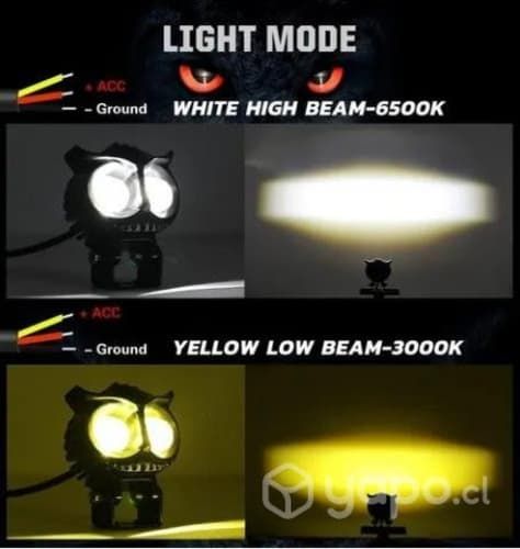 Foco Led Neblinero 50w Bicolor Auto Moto Búho Tipo