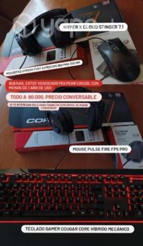 Set Periféricos Gamer, Audífonos, Teclado, Mouse