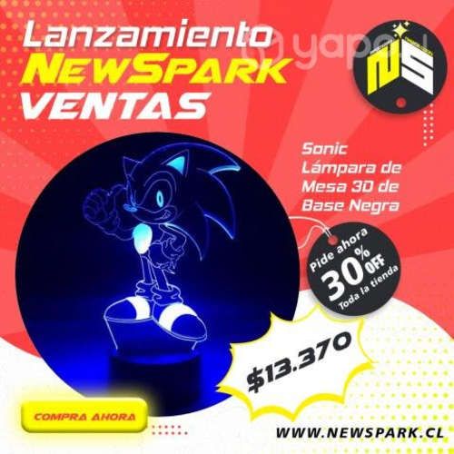 Lámpara de Mesa Sonic 3D de Base Negra