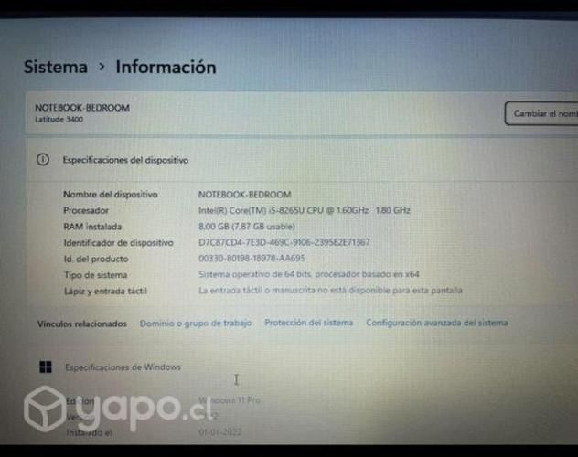 Notebook dell latitude 3400