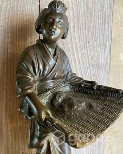 Antigua escultura bronce japonés Meiji firmada