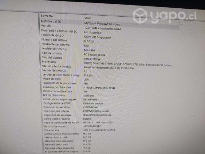 Computador Gamer perfecto estado, venta por apuro.