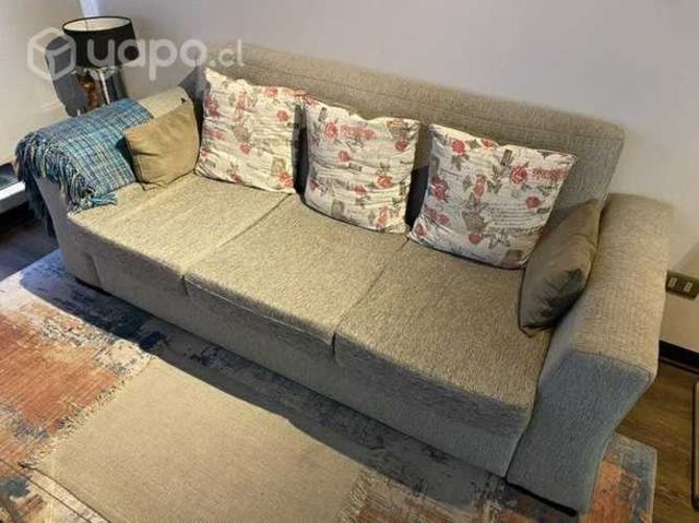 Sofá 3 cuerpos / Tapiz de lino / 190x57x77