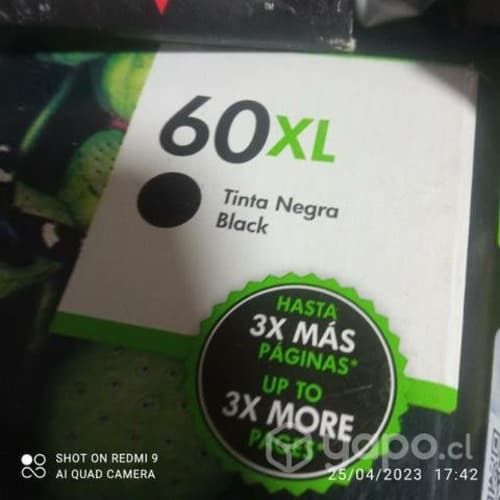 Tinta HP 60xl black original de alta