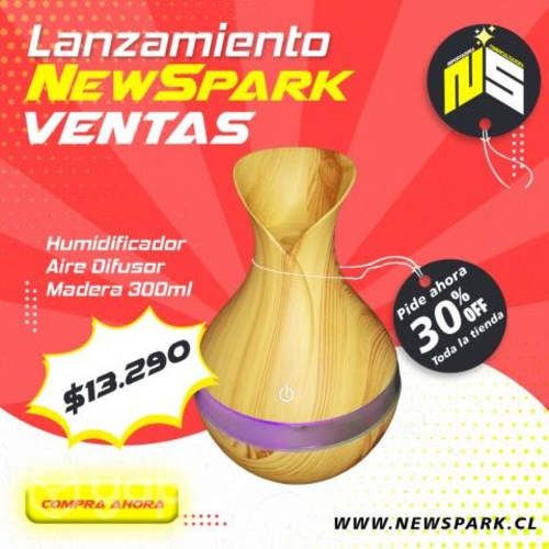 Humidificador Aire Difusor Madera 300 mL