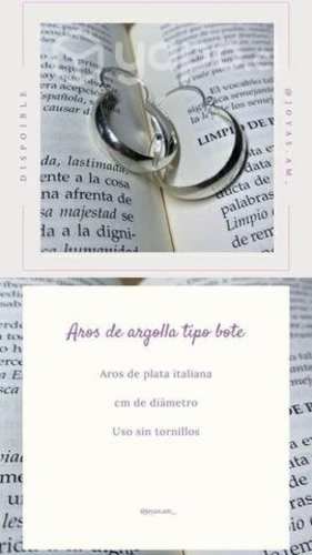 Aros plata italiana de argolla tipo bote