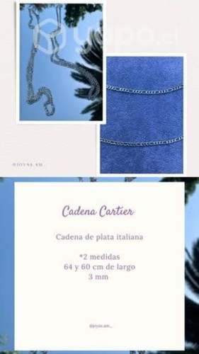 Cadena Cartier de Plata Nacional e Italiana 3mm