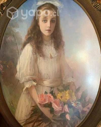 Antiguo gran cuadro Plaza Ferrand pintura Chilena