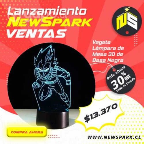Lámpara De Mesa 3D Vegeta de Base Negra