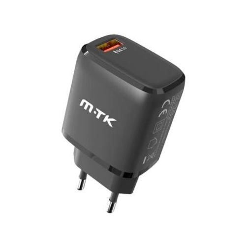 Cargador Carga Rápida Negro QC 3.0 Tipo C y USB-A