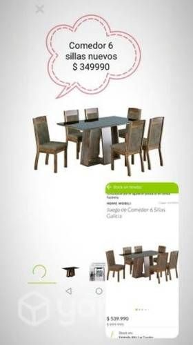 Juego comedor 6 sillas galicia