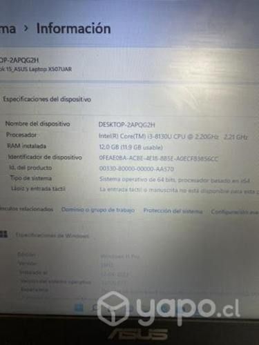 Notebook Asus X 507 ua