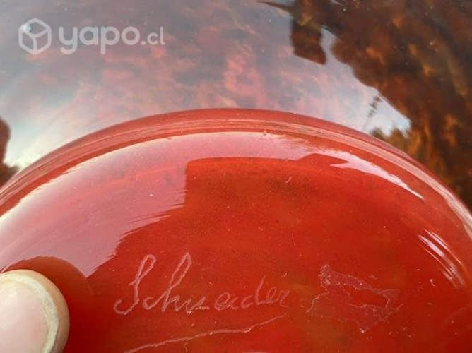 Antiguo cristal Art Deco firmado Schneider impecab